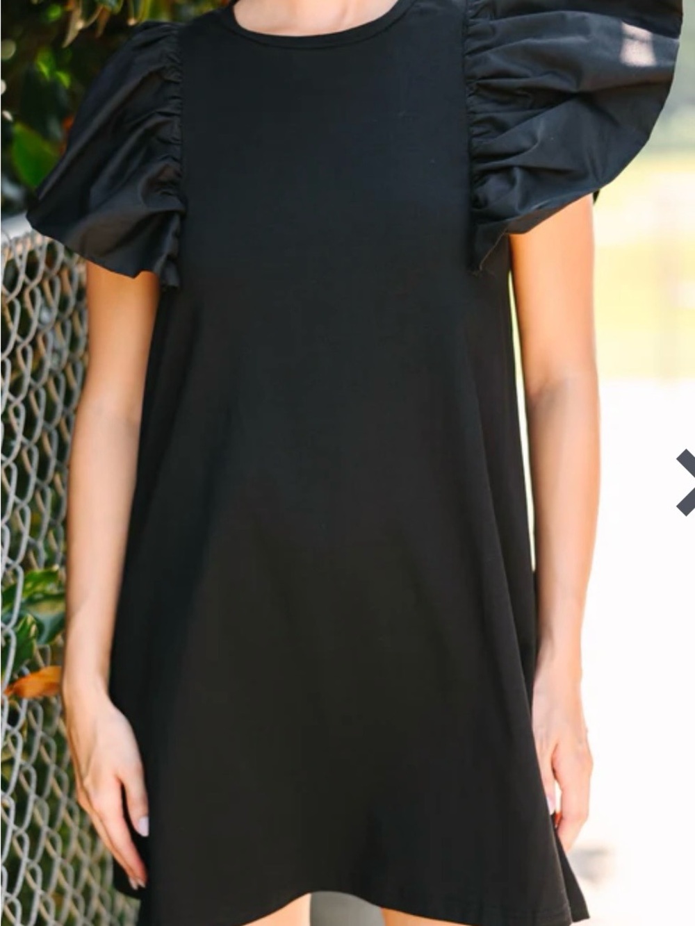 TCEC Black Poplin Puff Sleeve Mini LBD Dress Size M
